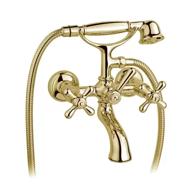 Nicolazzi Nuova Brenta Смеситель для ванны, настенный, с душевой лейкой, цвет: античное матовое золото