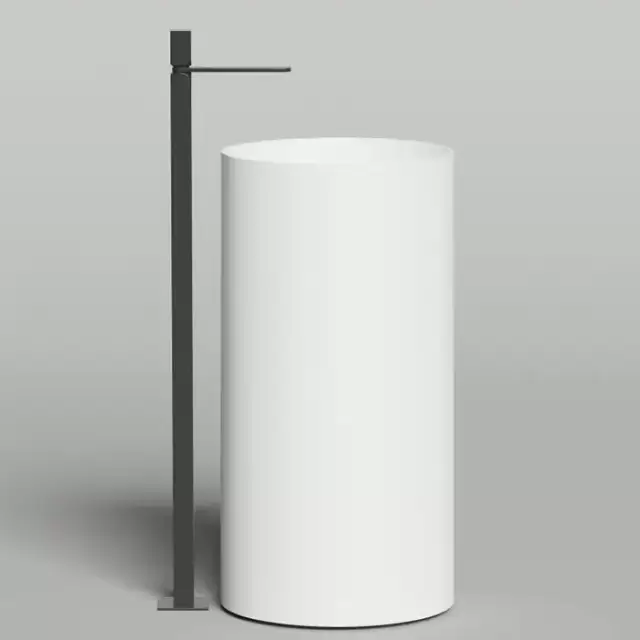 Salini Armonia Round 01 Раковина напольная 45х45х90см., мат-л: S-Stone, слив в пол, цвет: белый матовый