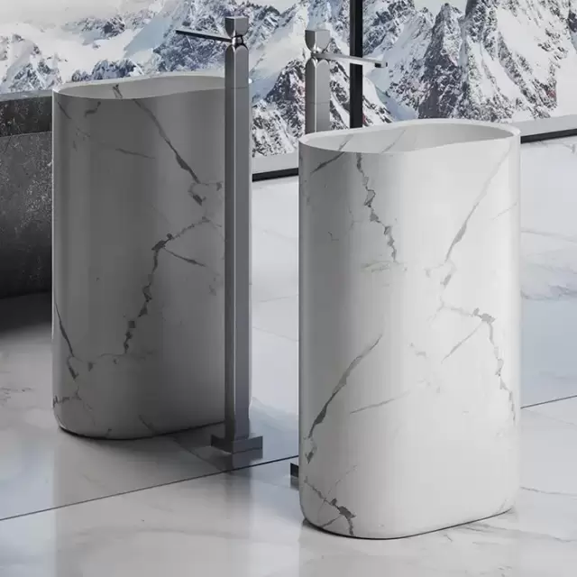 Dea Design Marble Torino Раковина 56.3х36.7х90см., напольная, без отв., мрамор, цвет: Statuario White