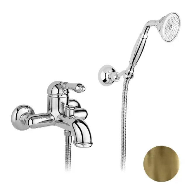 Nicolazzi El Capitan Смеситель для ванны, настенный, с ручным душем, цвет: бронза