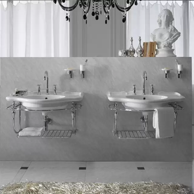 Globo Paestum Консоль латунная подвесная 90х60хh60см, с раковиной на 1 отв., с комплектом креплений, цвет: хром