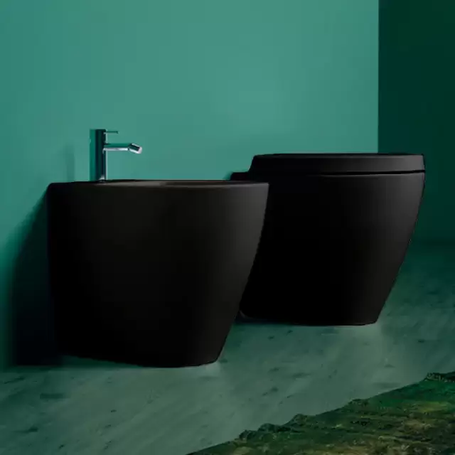 Simas Lft Spazio биде приставное 53х34см, с 1 отв. под смеситель, цвет: черный