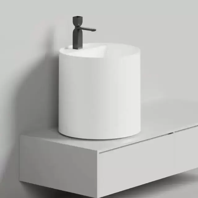 Salini Armonia Round Top 03 Раковина напольная 45х45х450см., с 1 отв., мат-л: S-Stone, цвет: белый матовый