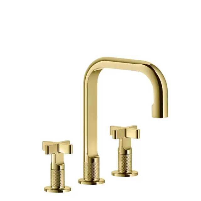 Gessi Inciso Смеситель для раковины на 3 отв., с донным клапаном, цвет: золото