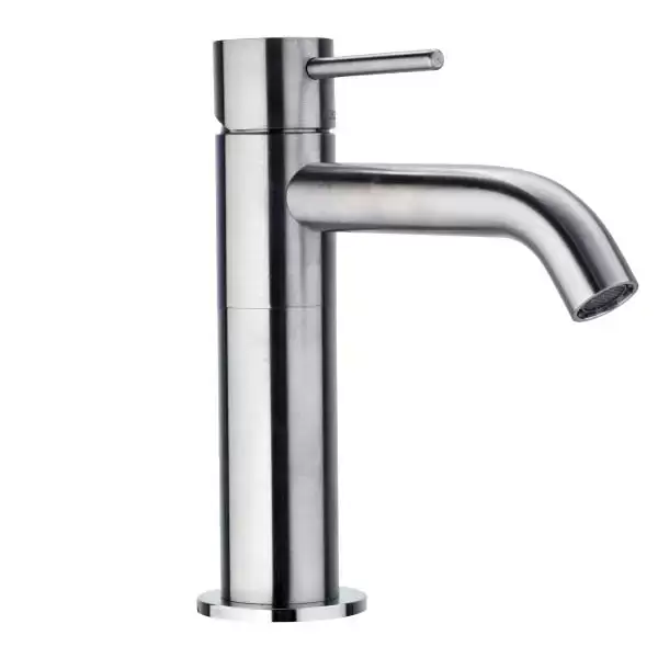 Bossini Inox Однорычажный Смеситель для раковины на 1 отв., из нержавеющей стали без донного клапана, цвет: глянцевая сталь