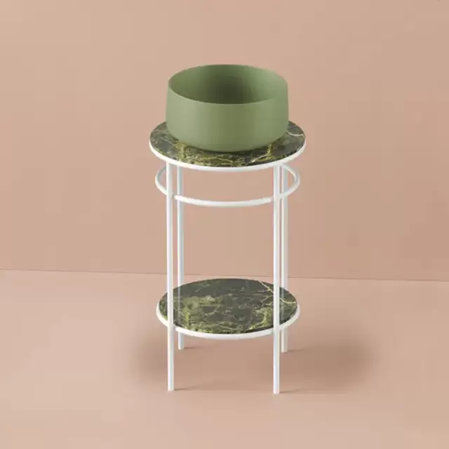 Artceram Vogue Металлическая структура &Oslash;44хh72,5см, напольная, с раковиной, с мраморной столешницей и полочкой, цвет: белый матовый/Green Salvia