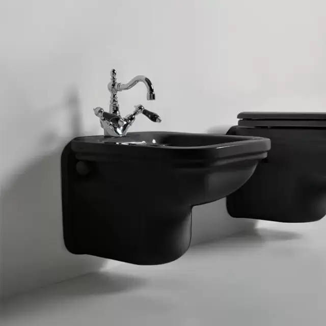 Kerasan Waldorf Биде подвесное с 1 отв. под смеситель 55х37см, цвет: черный/хром