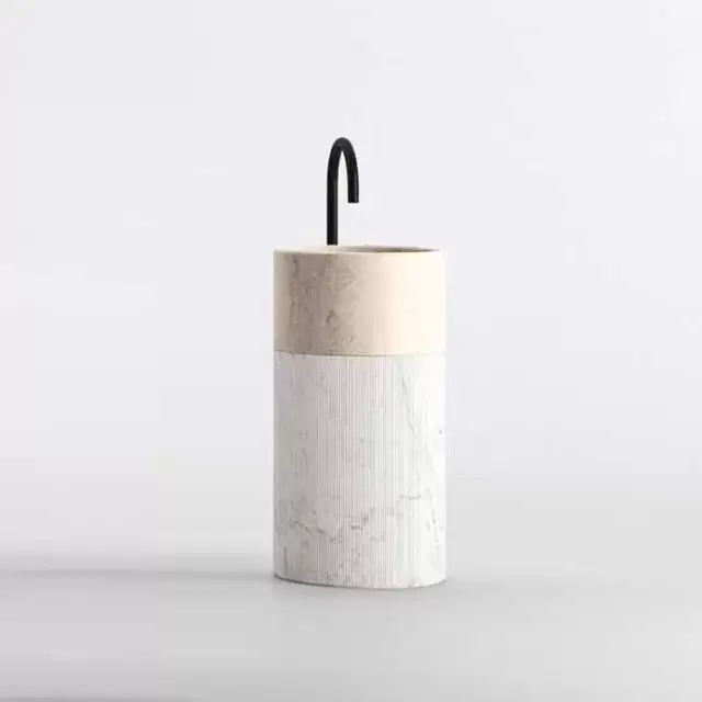 NOORTH milldue edition ROMA III Раковина 45х88 см, без отв., напольная, без перелива, с донным клапаном, цоколь фрезерованный Bianco Carrara, цвет: Bianco Carrara/Moka Cream