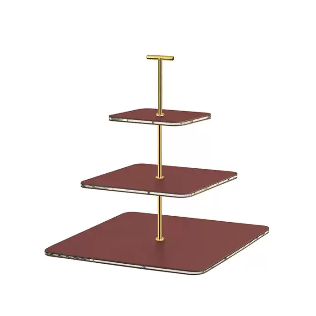ADJ Сервировочная стойка 30x30xH35см., ручка "Т", цвет: бордовый/фурнитура золото