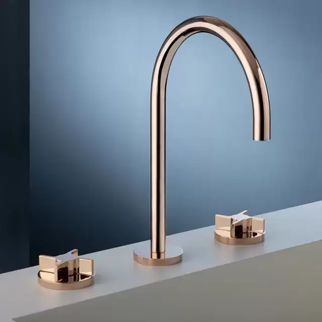 Gattoni GAS Смеситель для раковины, на 3 отв., в комплекте с донным клапаном, цвет: Oro rossa