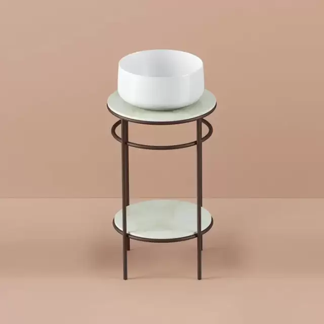 Artceram Vogue Металлическая структура &Oslash;44хh72,5см, напольная, с раковиной, с мраморной столешницей и полочкой, цвет: moka/белый