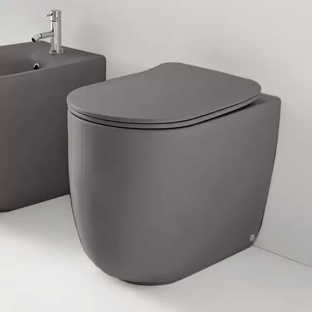 Kerasan Nolita Унитаз безободковый пристенный 55х35 см, с креплениями WB5N, цвет: Ferro matt