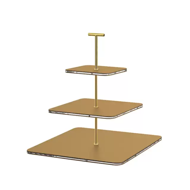 ADJ Сервировочная стойка 30x30xH35см., ручка "Т", цвет: горчица/фурнитура золото