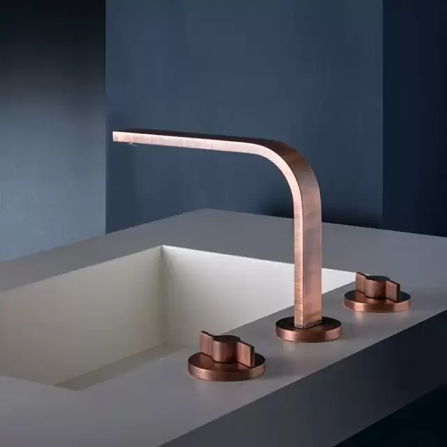 Gattoni GAS Смеситель для раковины, на 3 отв., в комплекте с донным клапаном, цвет: Matt old copper