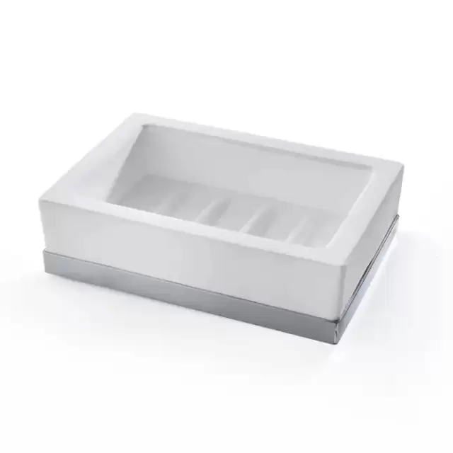 3SC Mood Deluxe White Мыльница настольная,  композит Solid Surface, цвет: белый матовый/хром