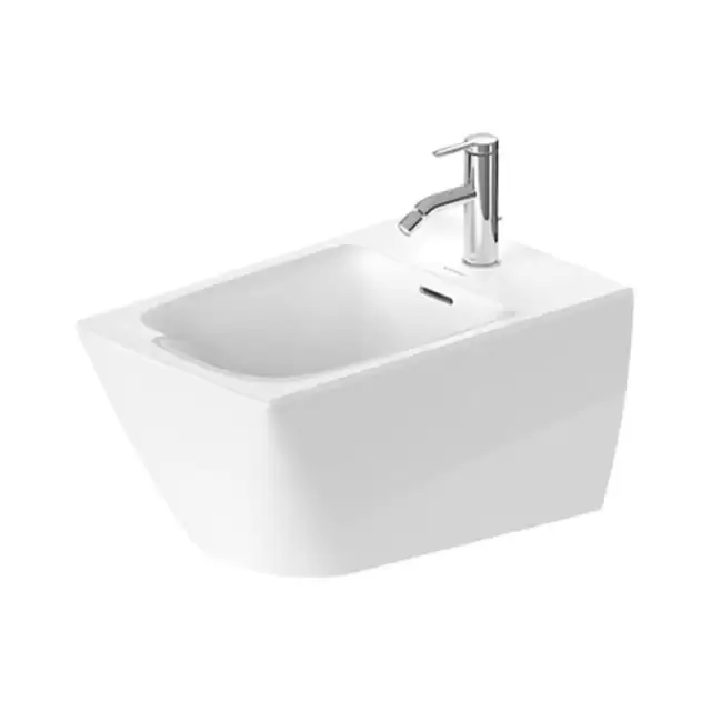 Duravit Viu Биде подвесное 37х57см., с 1 отв., безободковое, крепление Durafix, покрытие WonderGliss, цвет: белый