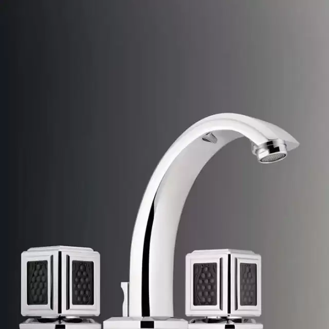 THG Metropolis cristal noir Смеситель для раковины, 3 отв., цвет: хром/черный хрусталь