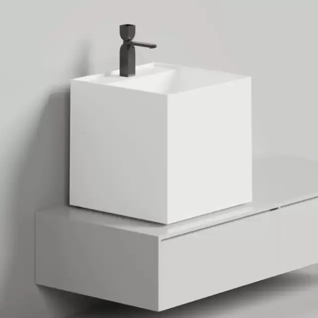 Salini Armonia Square TOP 03 Раковина накладная 45х45х45cм., с 1 отв, мат-л: S-Stone, цвет: белый матовый