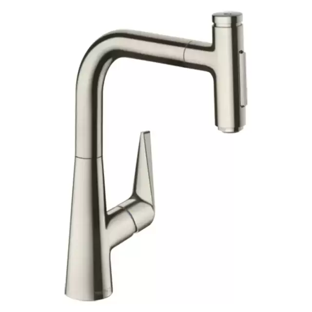 Hansgrohe Talis Смесиетель для раковины, на 1 отв., с выдвижным изливом, цвет: сталь