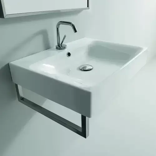 Kerasan Cento Раковина 60х45 см, 1 отв., подвесная/накладная, с полотенцедержателем, цвет: белый