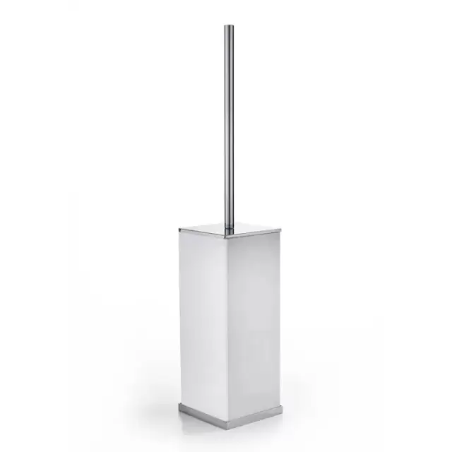 3SC Mood Deluxe White Туалетный ёршик, напольный, композит Solid Surface, цвет: белый матовый/хром