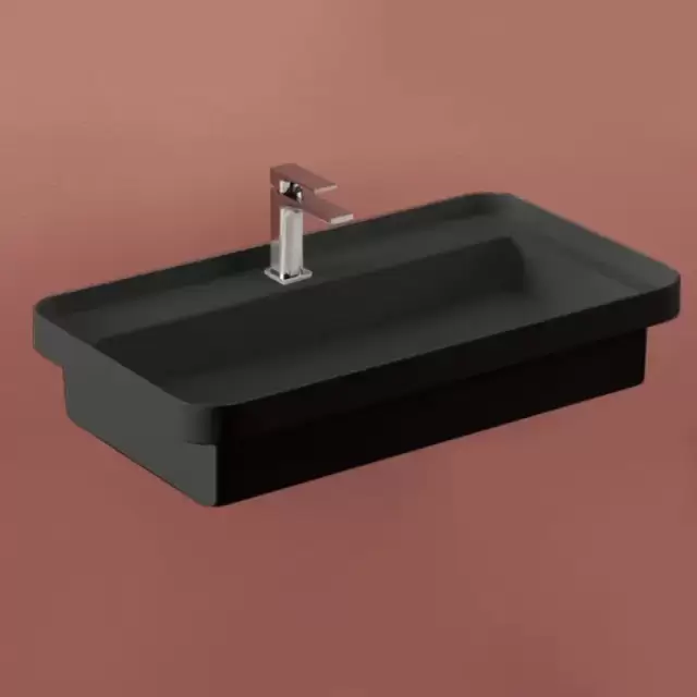 Artceram Fuori Scala Раковина 80х45 см, с 1 отв., встраиваемая, без перелива, цвет: черный матовый