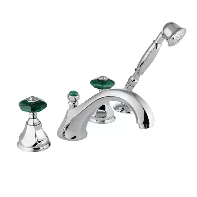 Nicolazzi Teide Смеситель на борт ванны, 4 отв., излив: 223 мм, с ручным душем, цвет: хром