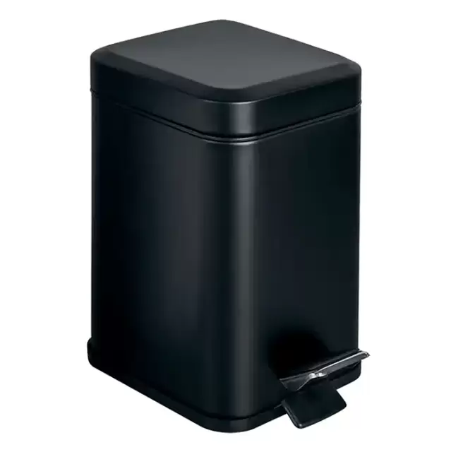 Colombo Black&White Ведро для мусора 3л, с крышкой и педалью, цвет: чёрный матовый