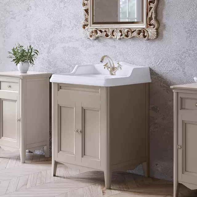 TW Veronica Nuovo комплект мебели напольный, с 2-мя дверцами, с доводчиками Blum, ручки: бронза, 68см, Цвет: tortora