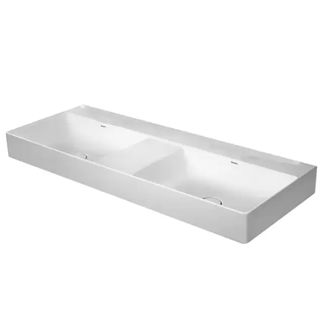 Duravit DuraSquare Раковина подвесная 120х47см, с отметками на 2 отв.,  двойная, без перелива, цвет: белый