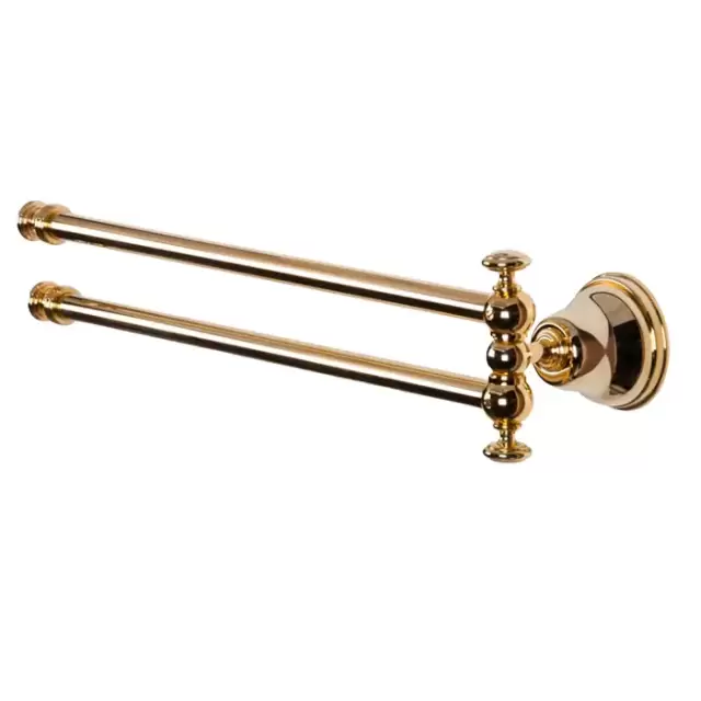 TW Harmony 013, вращающийся полотенцедержатель двойной 49см, подвесной, цвет: золото