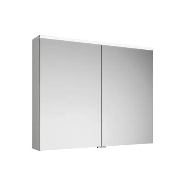 BURGBAD Eqio Зеркальный шкаф 100х80х17см, 2 зерк двери, стекл полки, LED, цвет F3437 капучино