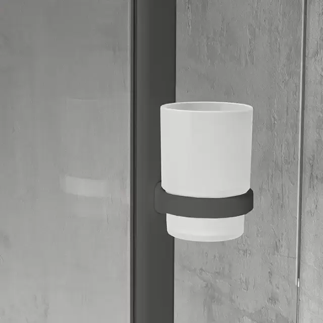 Novellini Giada Стакан, подвесной, для профиля, цвет: черный матовый