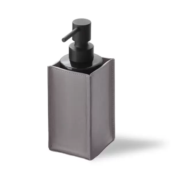 Decor Walther Nappa SSP Дозатор для жидкого мыла, настольный, натуральная кожа, цвет: дымчато-серый/черный/черный матовый