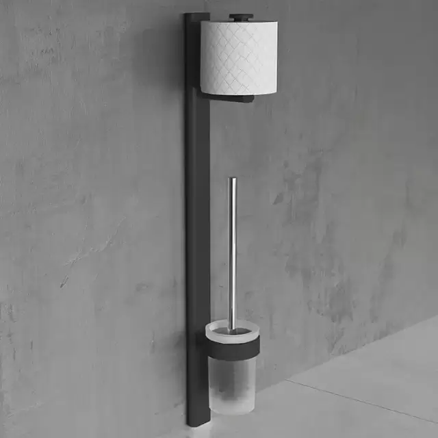Novellini Giada Стойка с держателем т/б и ершиком, подвесной, цвет: черный матовый