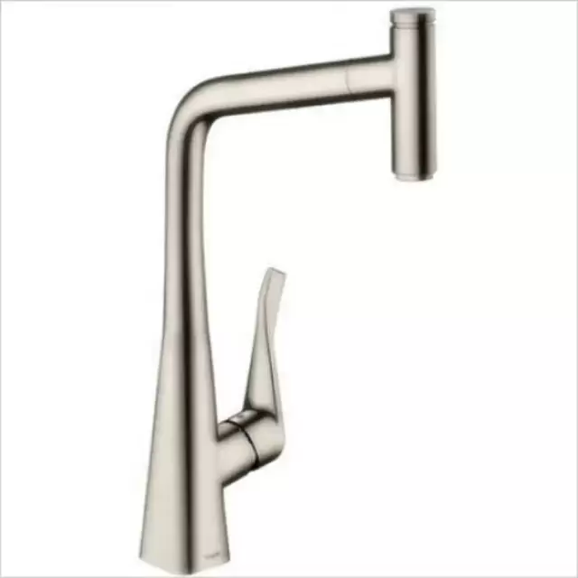 Hansgrohe Talis Select M51 Смеситель для кухни, на 1 отв, поворотный излив: 22см с вытяжным душем, 1jet, h:28.8см, sBox, кнопка вкл/выкл, цвет: нержавейка