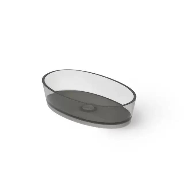 Dea Design Washbasins Раковина 60х35х14см., накладная, без отв., Glasstech, прозрачная смола, цвет: Smoky Black R4