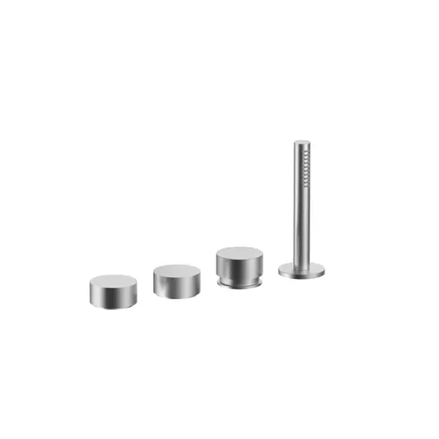 Fantini AF/21 Смеситель для ванны, набортный, 4 отв., без излива, цвет: матовая натуральная сталь