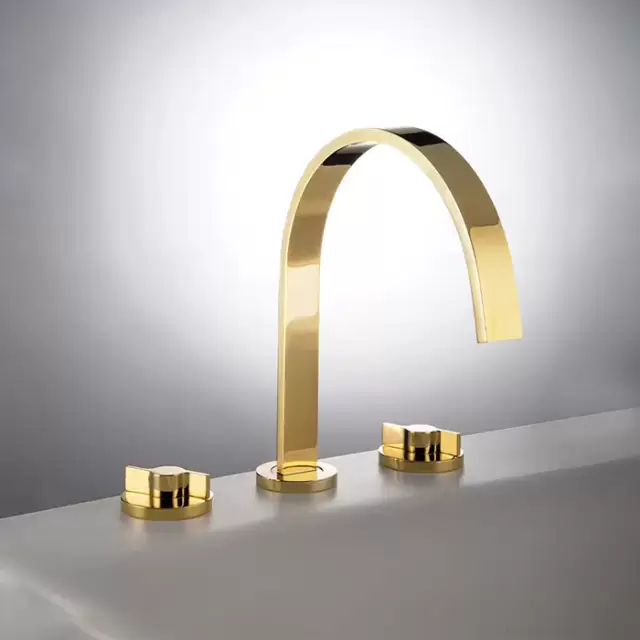 Gattoni GAS Смеситель для раковины, на 3 отв., в комплекте с донным клапаном, цвет: Gold 24KT