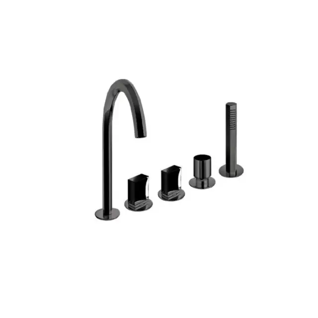 Fantini Venezia Смеситель для ванны, набортный, 5 отв., излив: 175 мм, цвет: Matt Gun Metal PVD