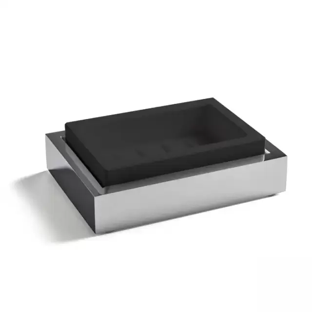 3SC SK 3.0 Мыльница настольная, композит Solid Surface, цвет: чёрный/хром