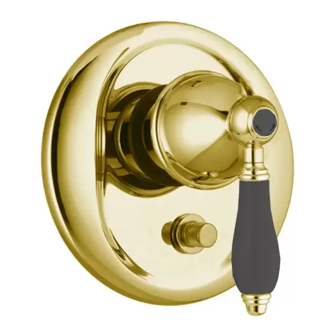 Fima Carlo Frattini Herend Смеситель для душа, встраиваемый, на 2 выхода, черные ручки, цвет: золото