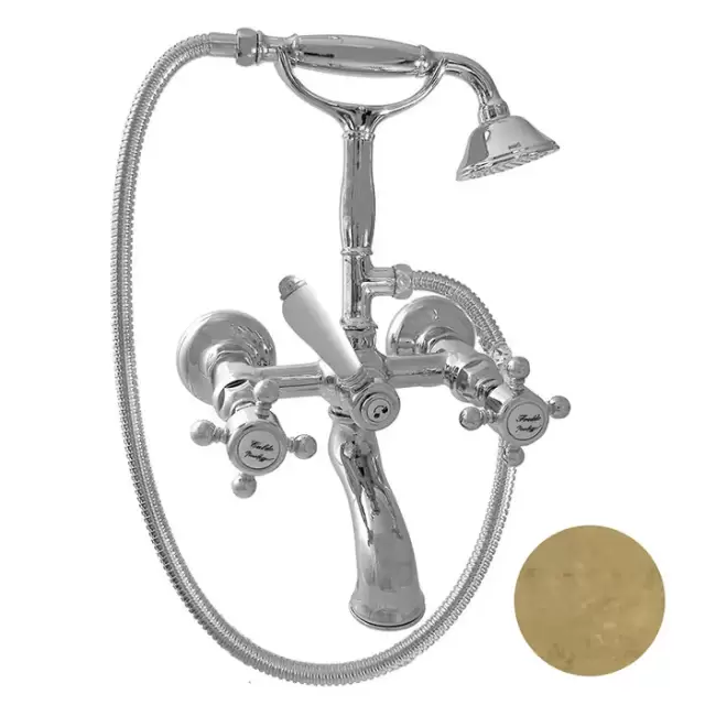 Nicolazzi Half Dome Смеситель для ванны на 2 отверстия, с ручным душем, цвет: натуральная латунь