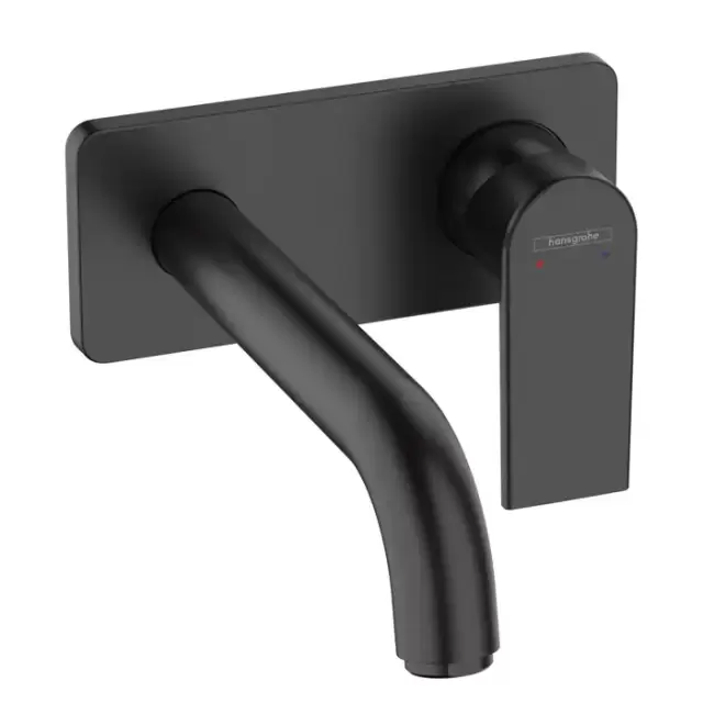 Hansgrohe Vernis Shap Смеситель для раковины, настенный, излив 204 мм, внешняя часть, цвет: матовый черный