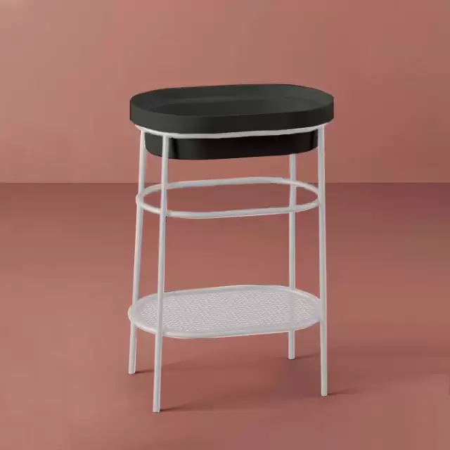 Artceram FUORI SCALA Металическая структура 36.5x58.6хh83см с раковиной без отв под смеситель, Fuori Scala ovale 58, напольная, цвет: белый матовый/черный матовый