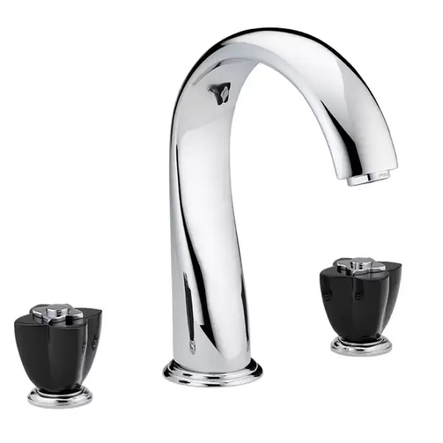 THG Petale de Cristal noir Смеситель для ванны, 3 отв., цвет: хром/черный хрусталь