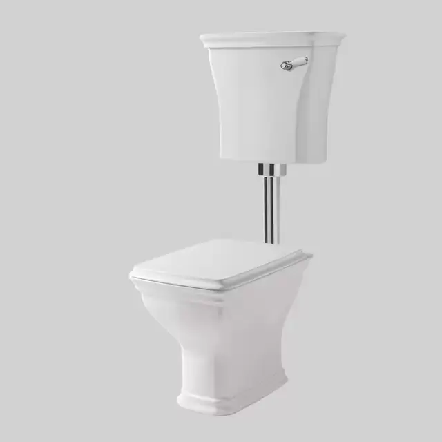 Artceram CIVITAS Унитаз 36х54см., со средним бачком и трубой хром, с механизмом с фронтальной ручкой, с сиденьем, микролифт, цвет: белый/хром