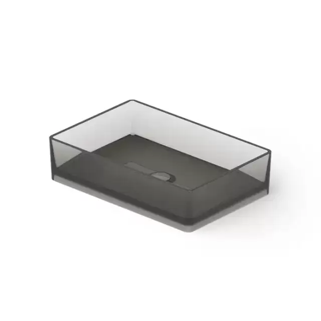 Dea Design Washbasins Раковина 60х40х14.5см., накладная, без отв., Glasstech, прозрачная смола, цвет: Smoky Black R4