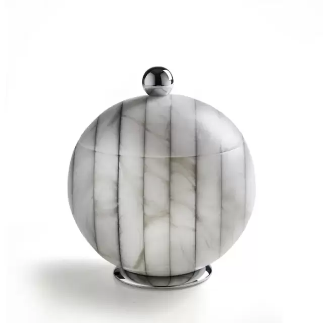 3SC Rigato Контейнер с крышкой настольный d15хh18 см, цвет: никель сатинированный полированный