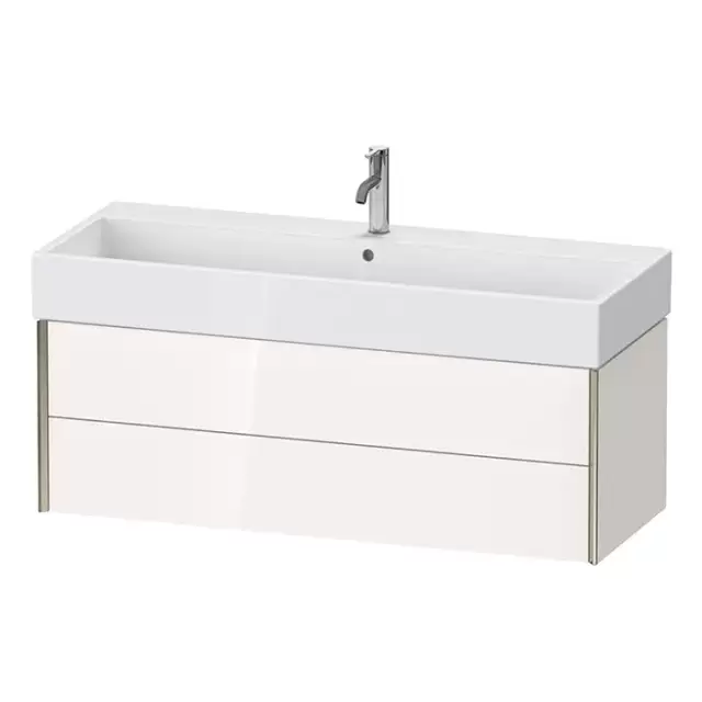 Duravit XViu Тумба подвесная 118.4x45.4x39.7см, с раковиной, 2 ящика, цвет: белый глянцевый/champagne matt